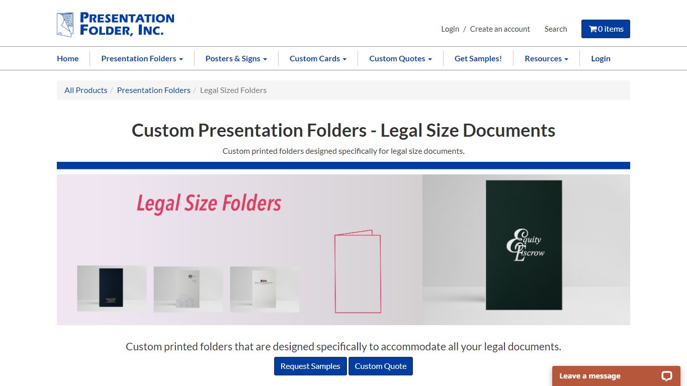 Legal Size Folders | Presentation Folder, Inc.